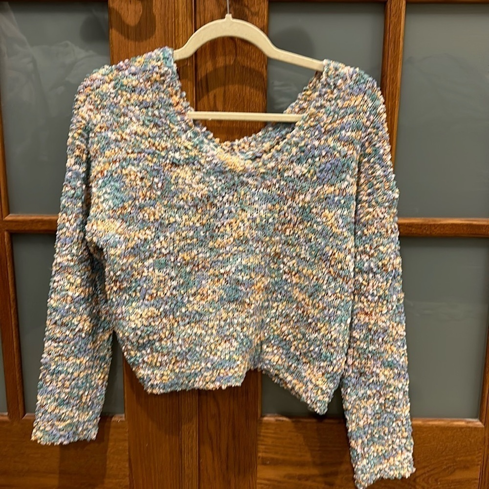 Jessica Simpson Multicolor Chunky Knit Sweater - Pastel Blue, Pink & Cream